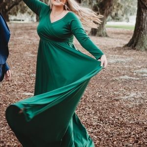 Very long green dress